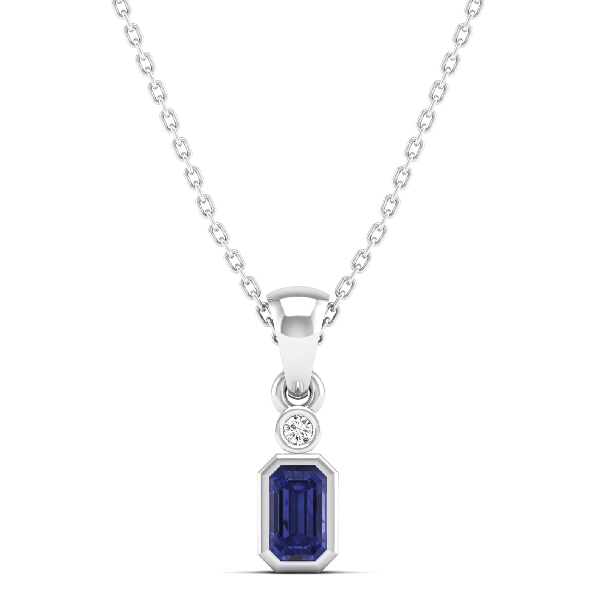 Bezel Tanzanite and Diamond Petite Pendant
