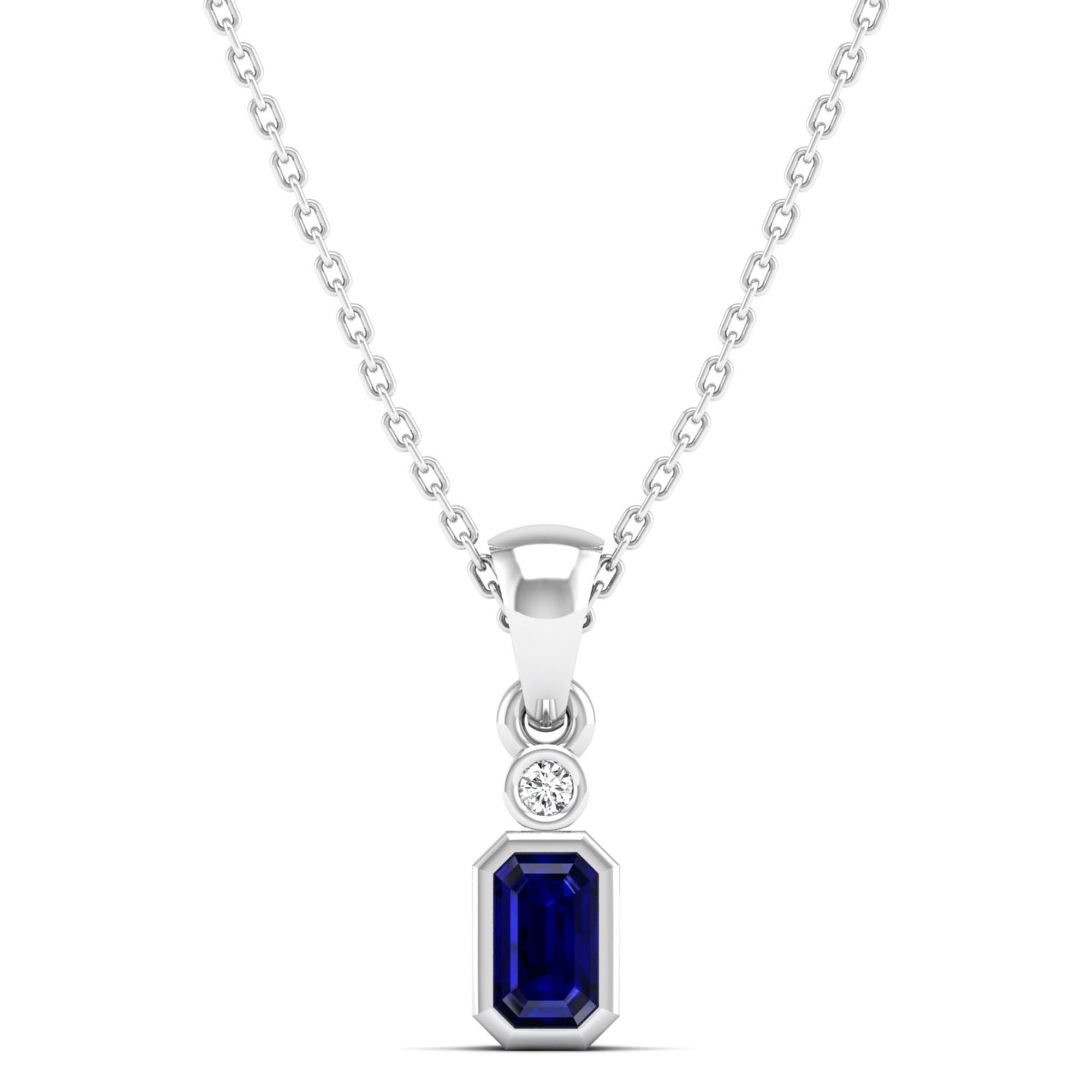 Bezel Sapphire and Diamond Petite Pendant