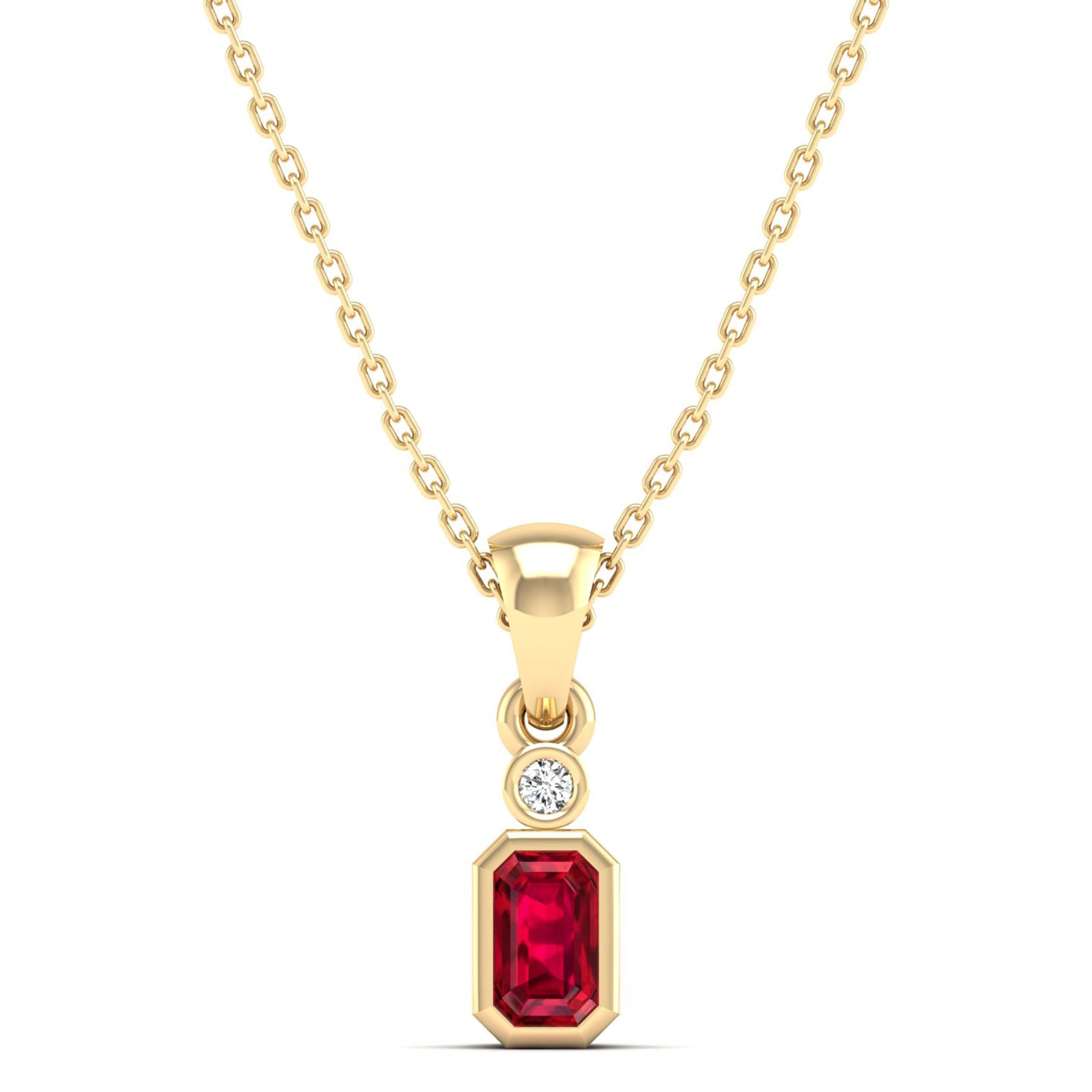 Bezel Ruby and Diamond Petite Pendant
