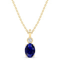 Oval Sapphire and Bezel Accent Diamond Pendant