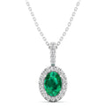 Classic Halo Oval Emerald and Diamond Pendant