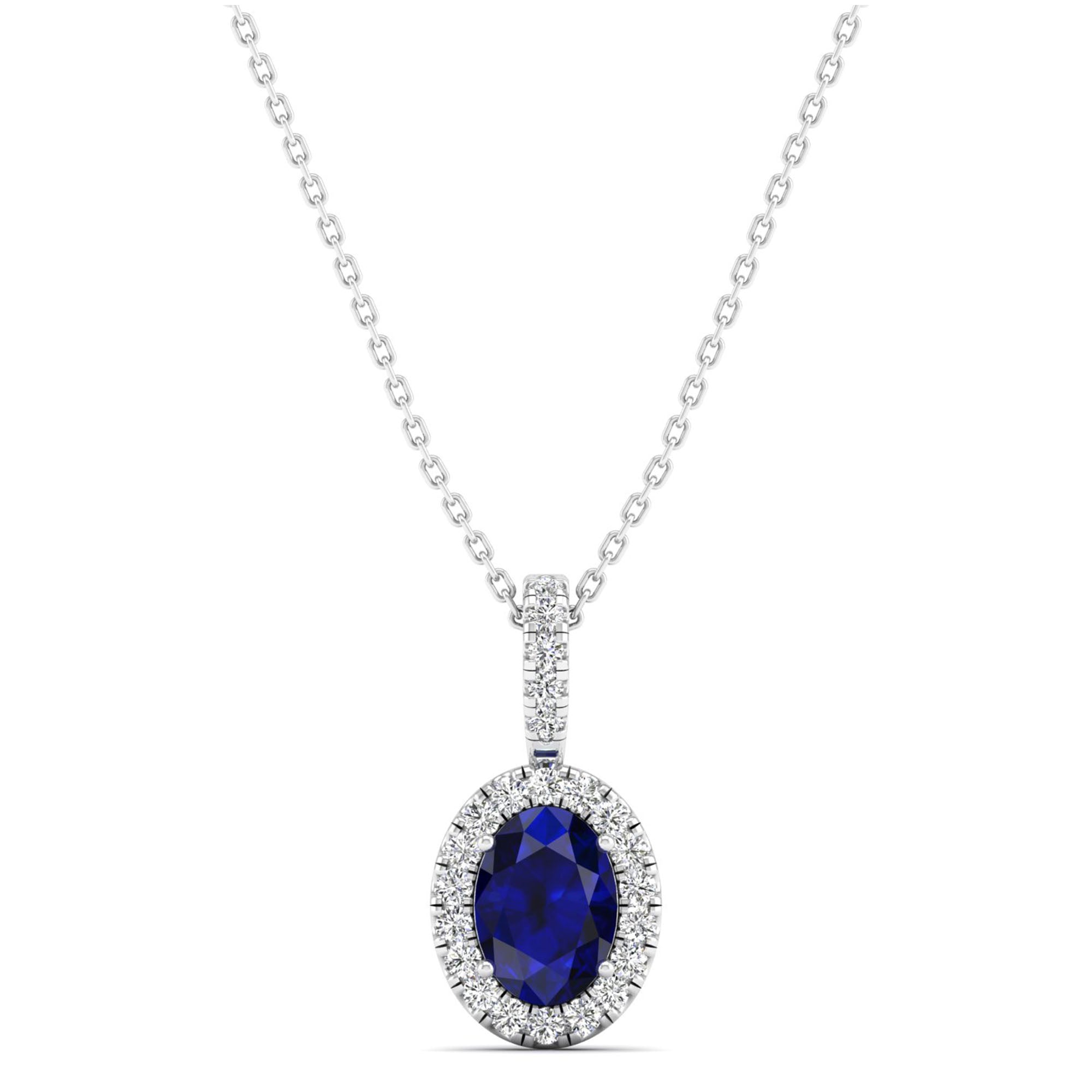 Classic Halo Oval Sapphire and Diamond Pendant