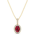 Classic Halo Oval Ruby and Diamond Pendant