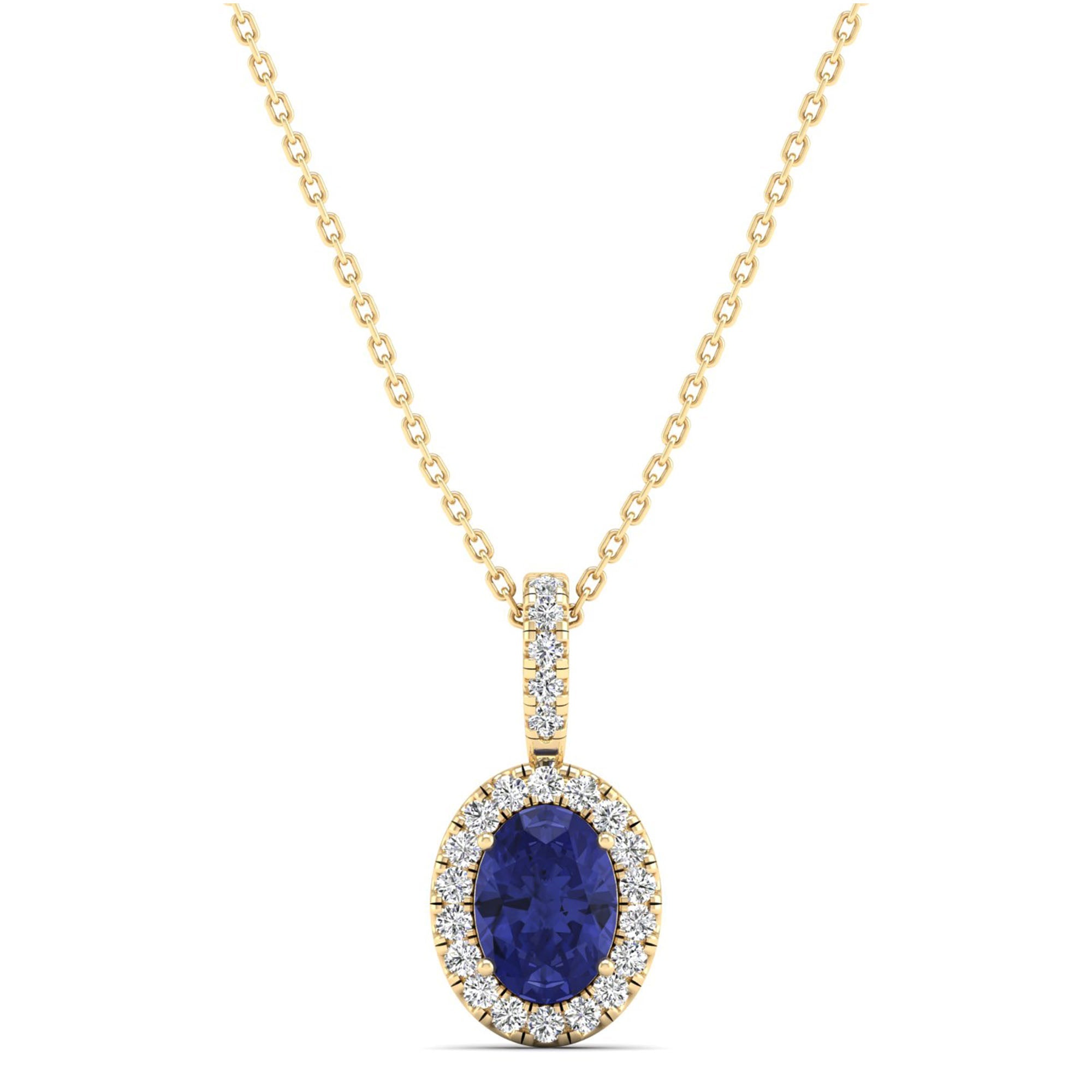 Classic Halo Oval Tanzanite and Diamond Pendant