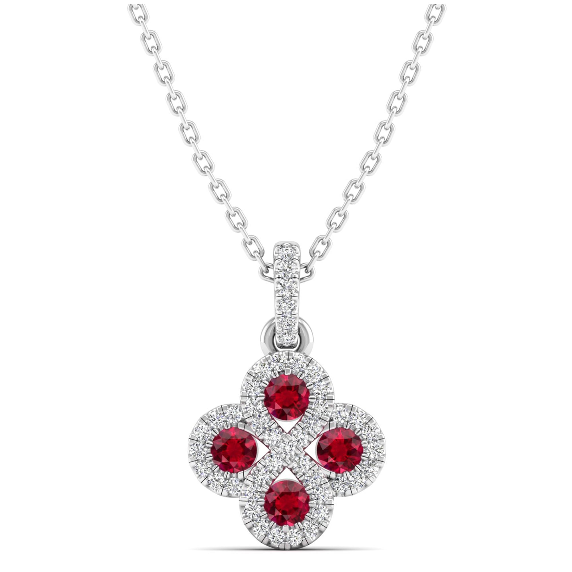 Clover Ruby and Diamond Pendant