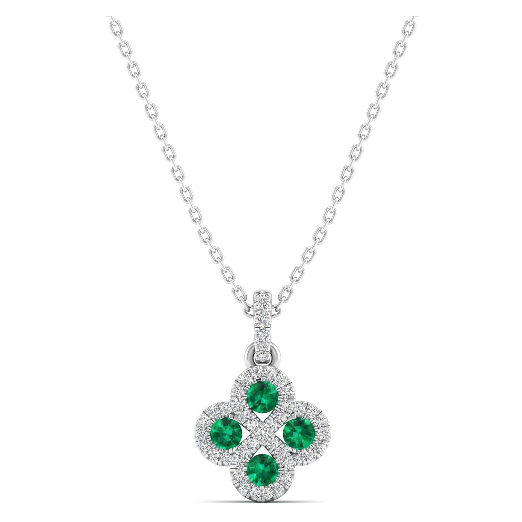 Clover Emerald and Diamond Pendant