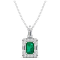 Emerald Halo Baguette and Round Diamond Pendant