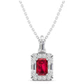 Ruby Halo Baguette and Round Diamond Pendant