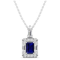 Sapphire Halo Baguette and Round Diamond Pendant