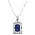 Tanzanite Halo Baguette and Round Diamond Pendant