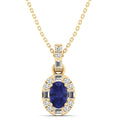 Oval Tanzanite Halo Baguette and Round Diamond Pendant