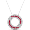 Swirl Halo Ruby and Diamond Pendant