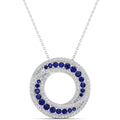 Swirl Halo Sapphire and Diamond Pendant