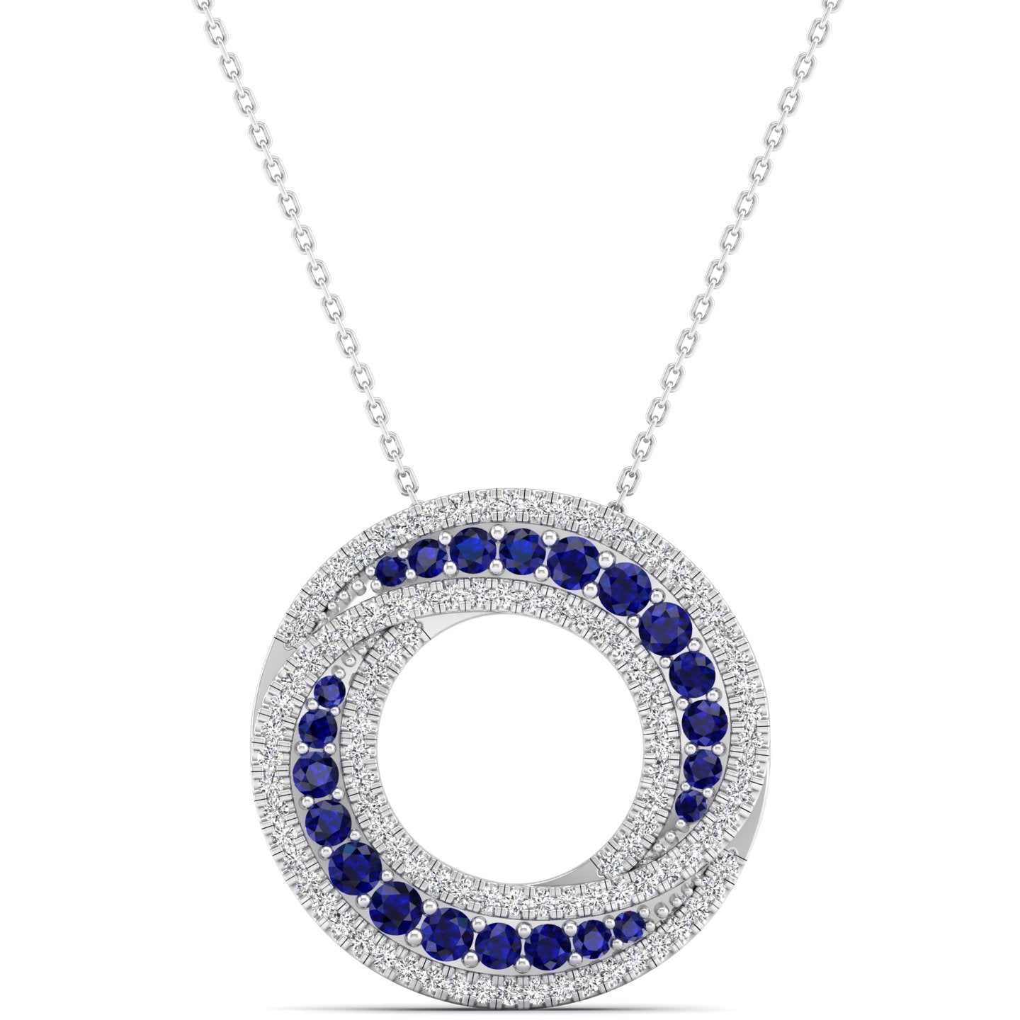 Swirl Halo Sapphire and Diamond Pendant