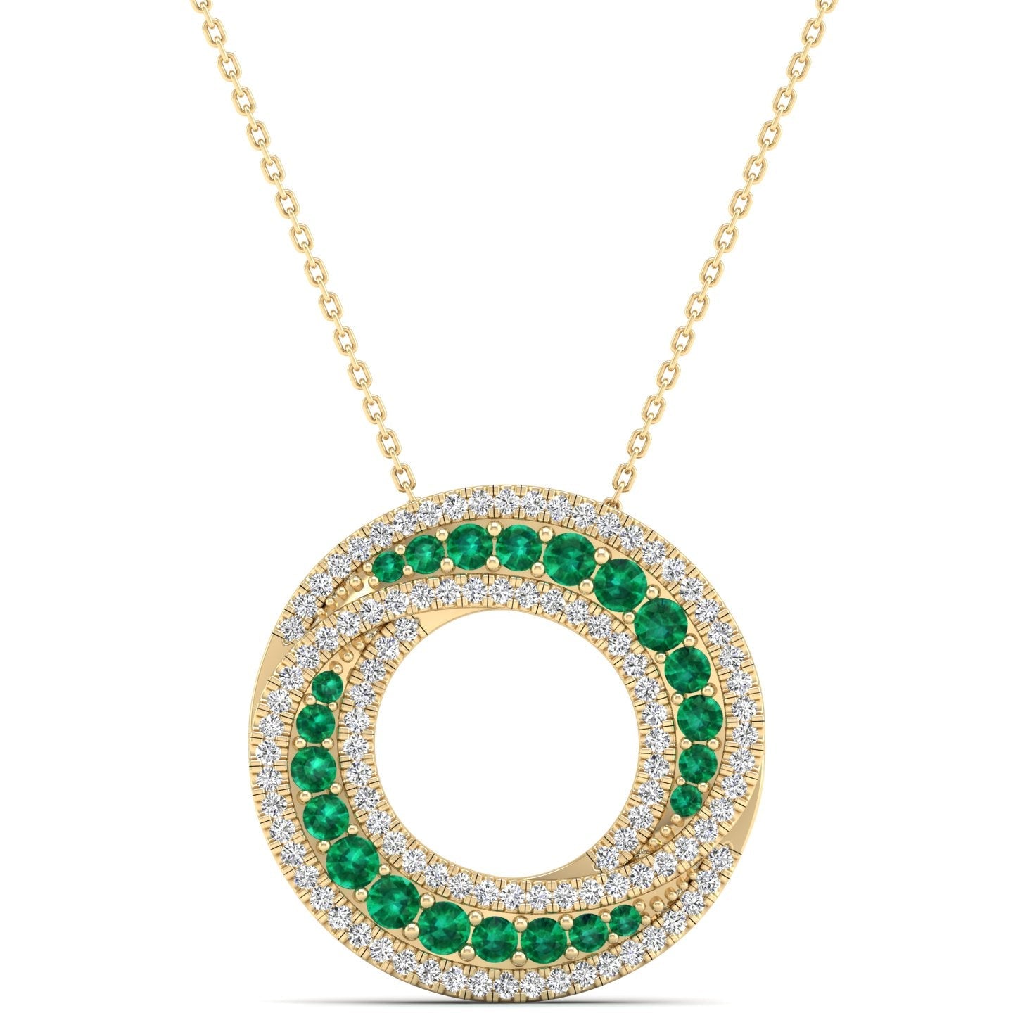 Swirl Halo Emerald and Diamond Pendant