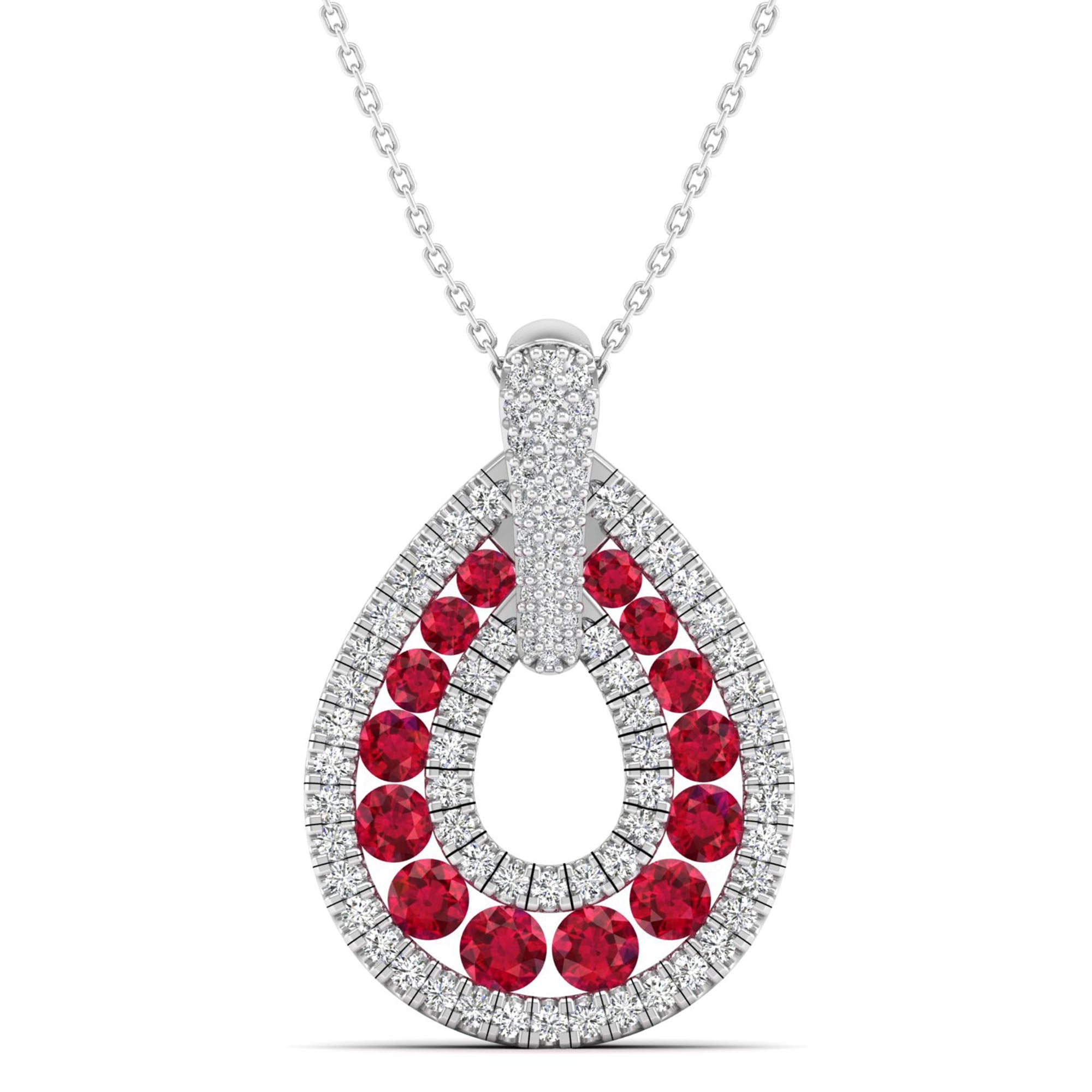 Ruby and Diamond Teardrop Pendant