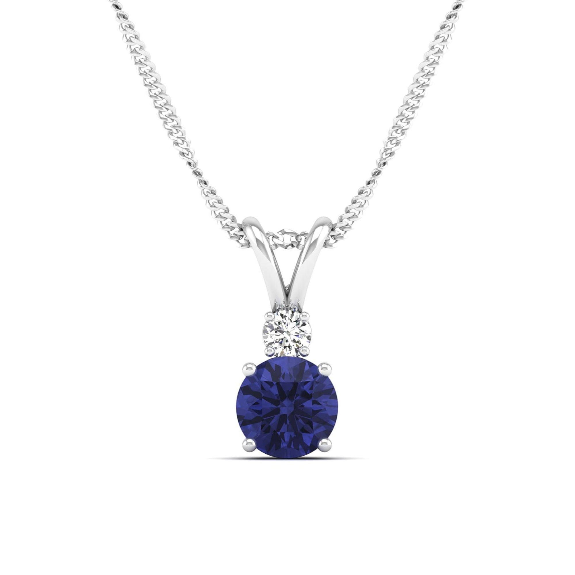 Round Tanzanite and Diamond Pendant
