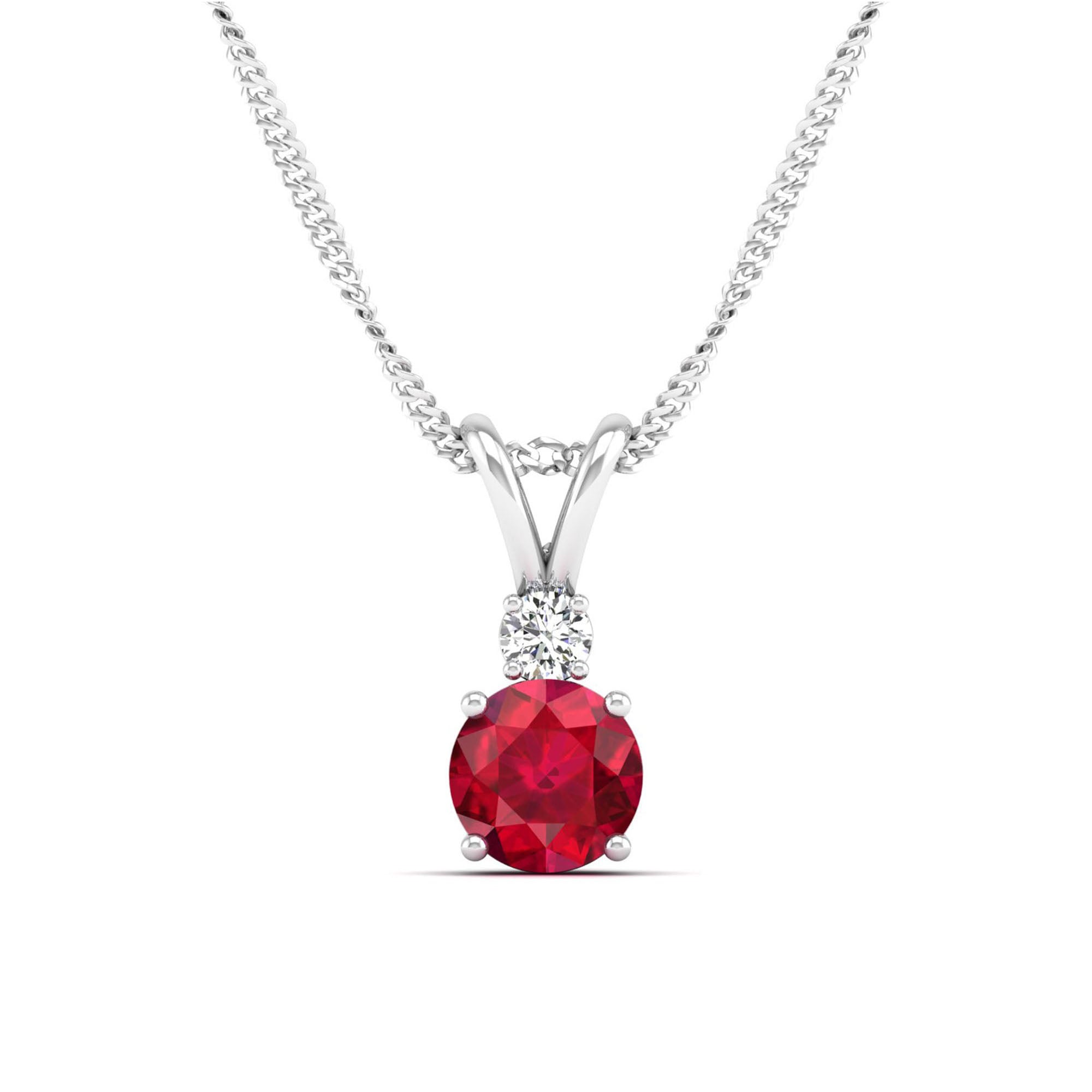 Round Ruby and Diamond Pendant