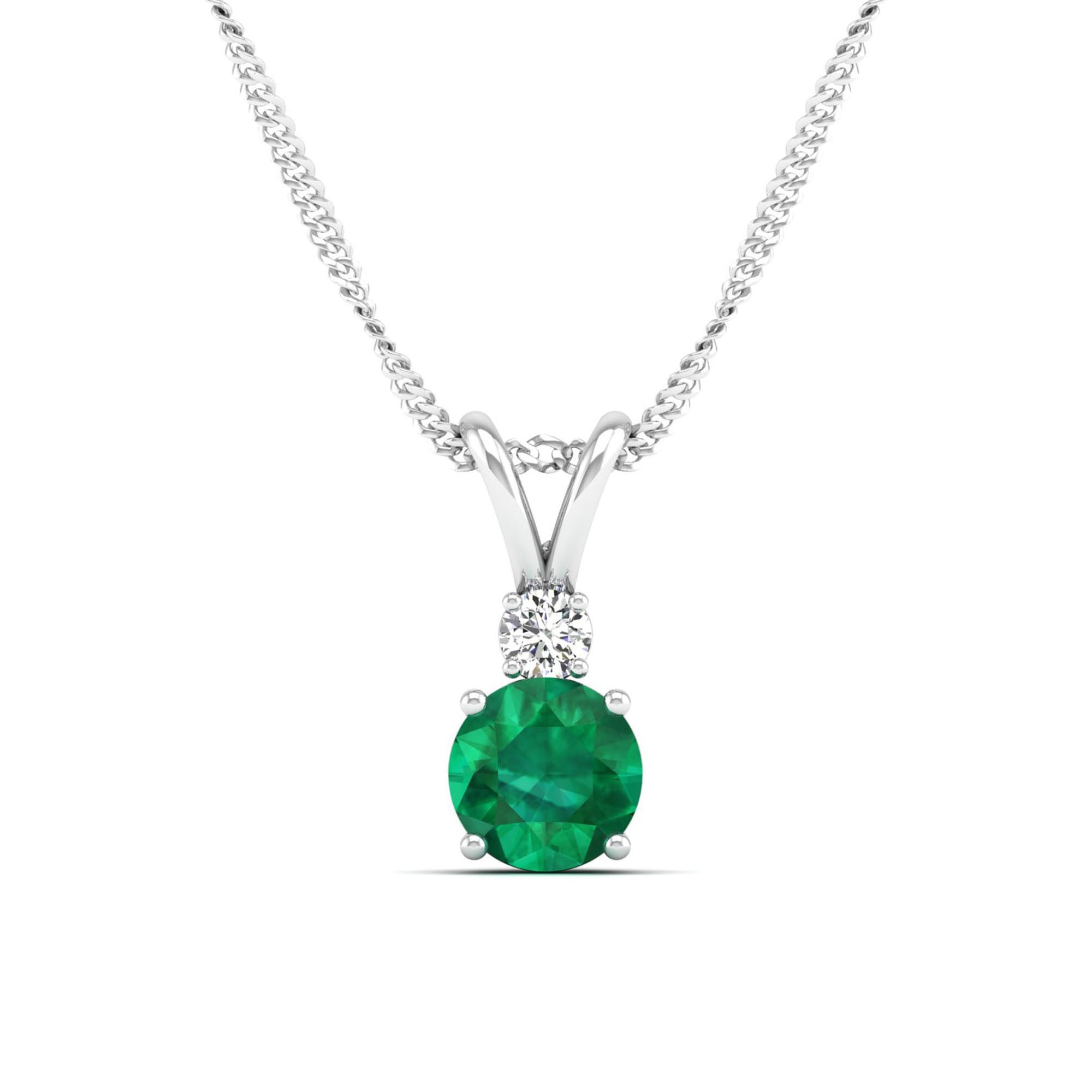 Round Emerald and Diamond Pendant