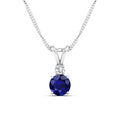 Round Sapphire and Diamond Pendant