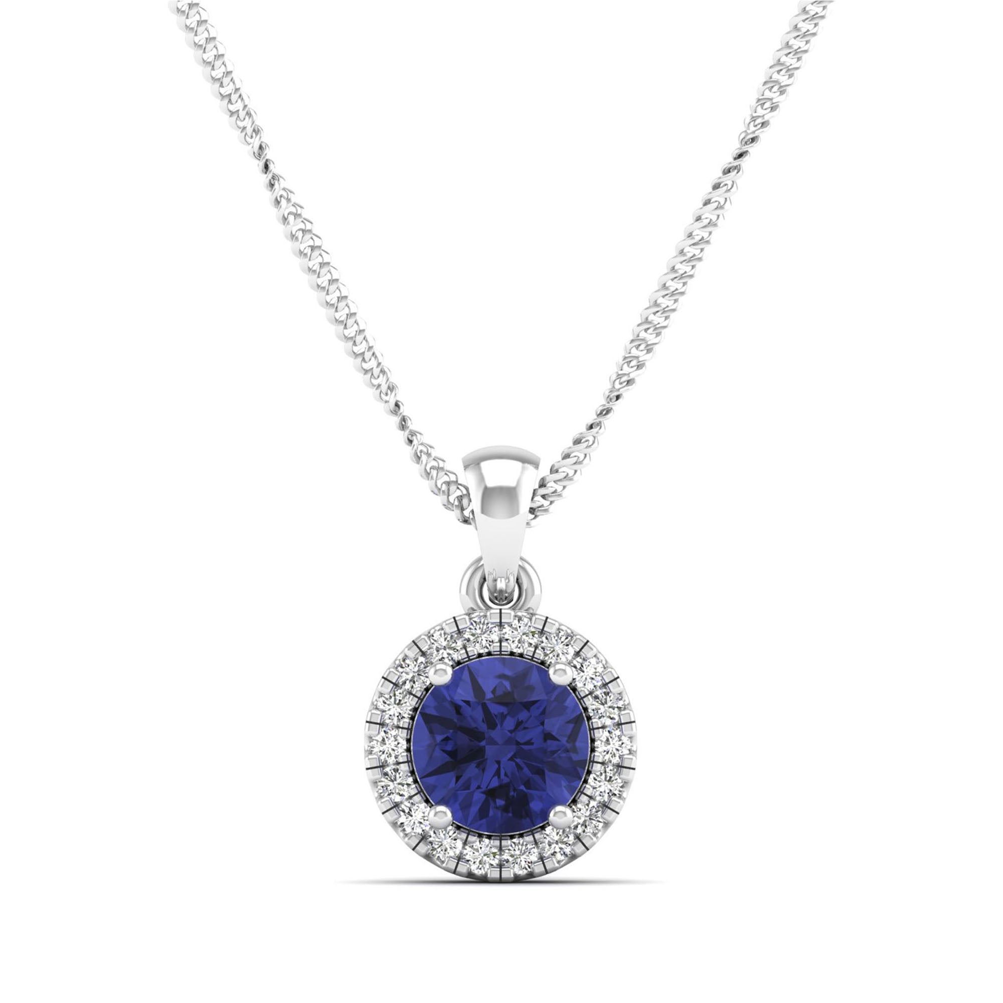 Classic Round Tanzanite and Diamond Pendant