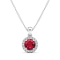 Classic Round Ruby and Diamond Pendant