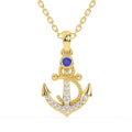 Seaside Sapphire and Diamond Anchor Pendant