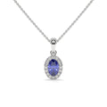 Oval Tanzanite and Halo Lab Diamond Pendant