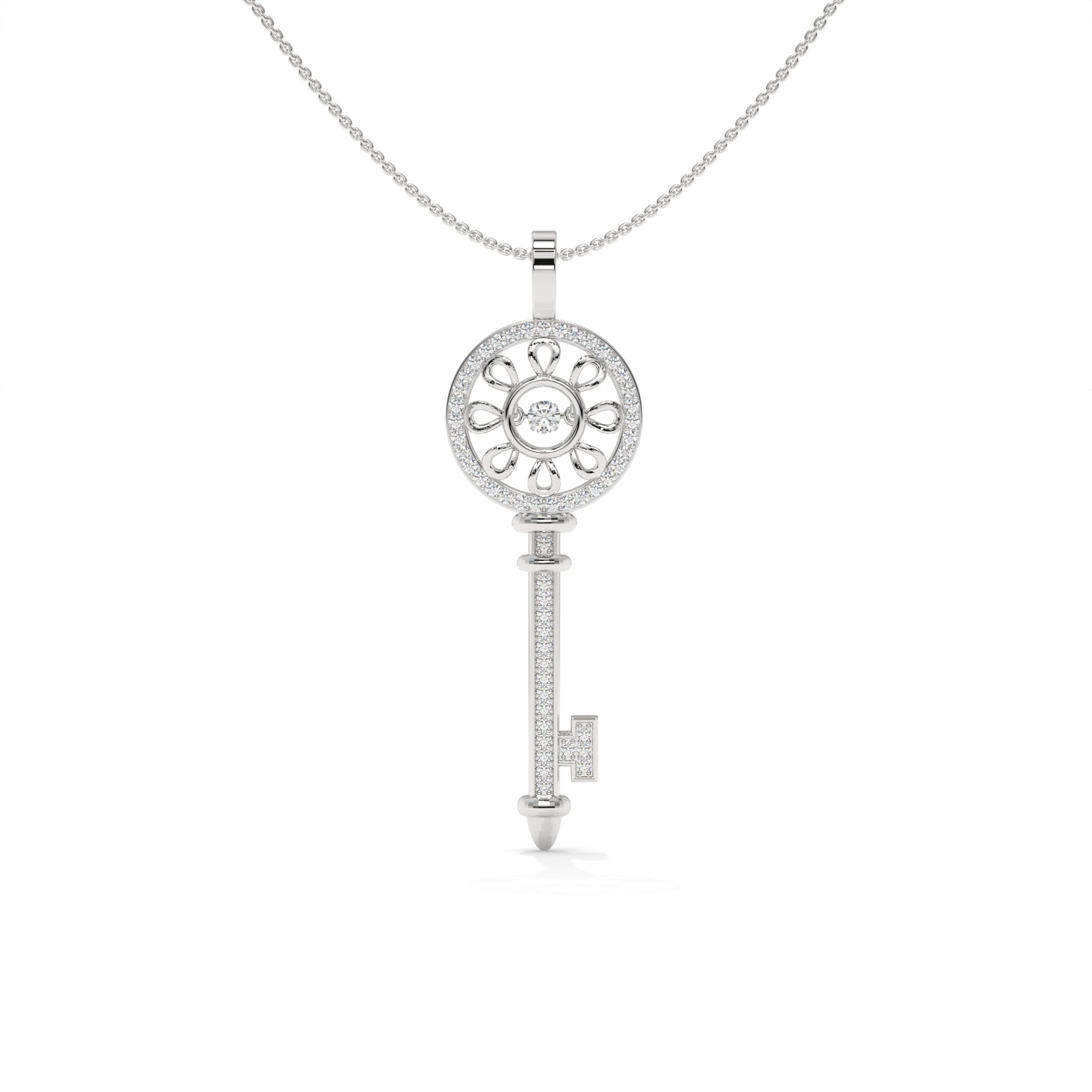 Lab Diamond Dancing Key Pendant