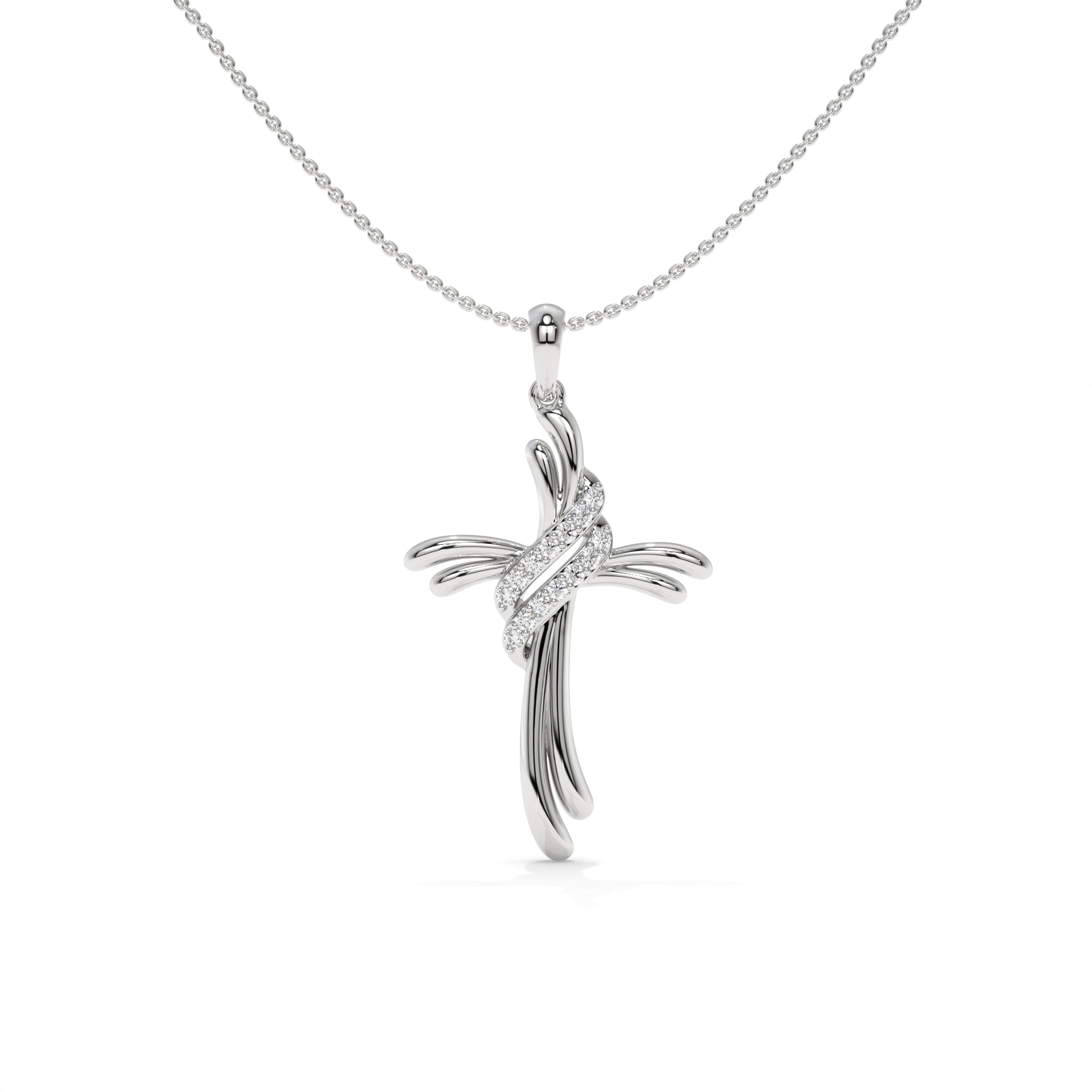 Wave Lab Diamond Cross Pendant