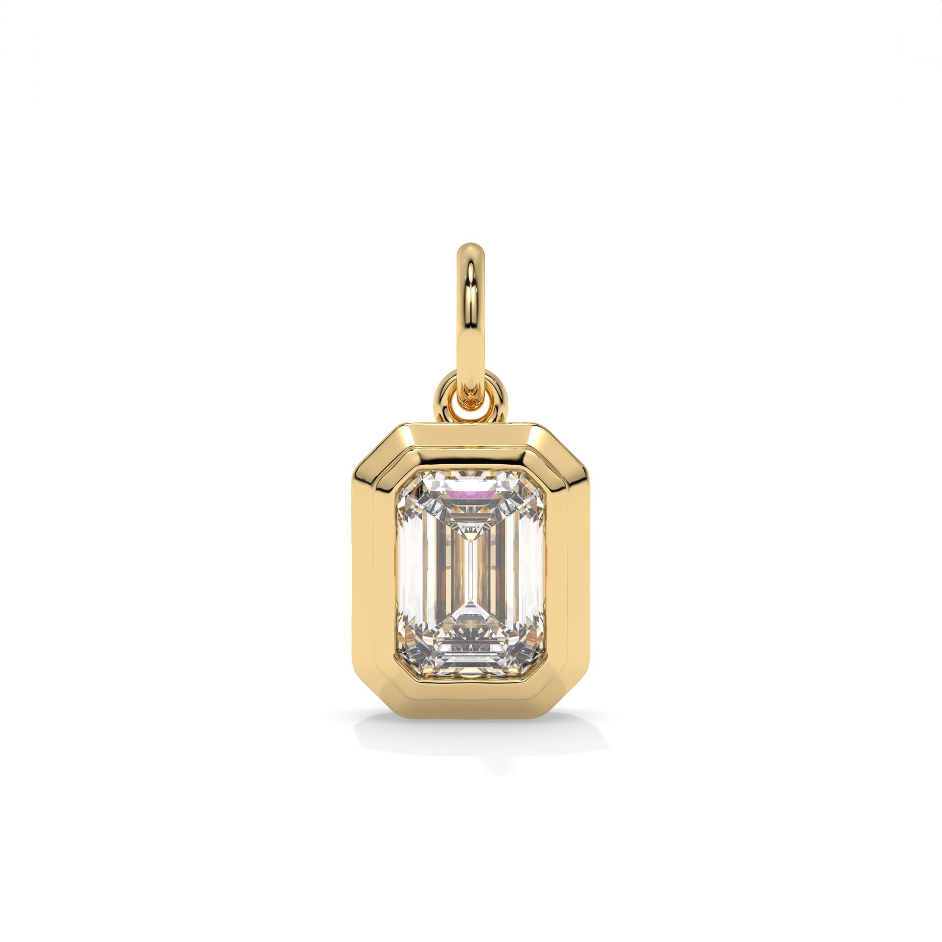 Step-Bezel Emerald Cut Lab Diamond Charm