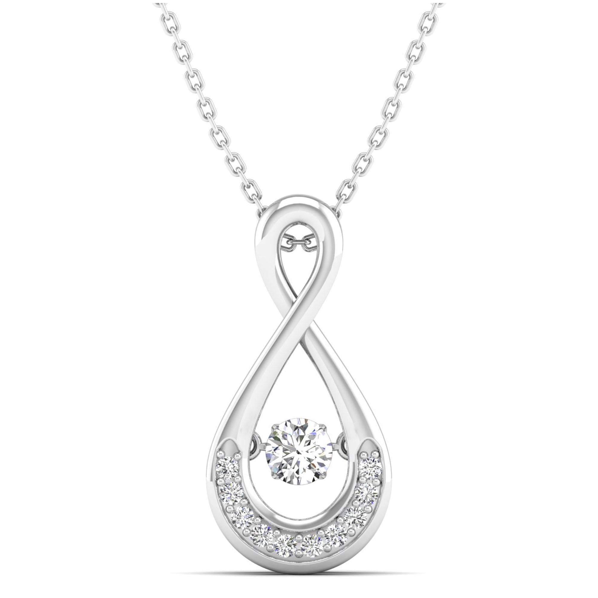 Infinity Tear Drop Dancing Diamond Pendant