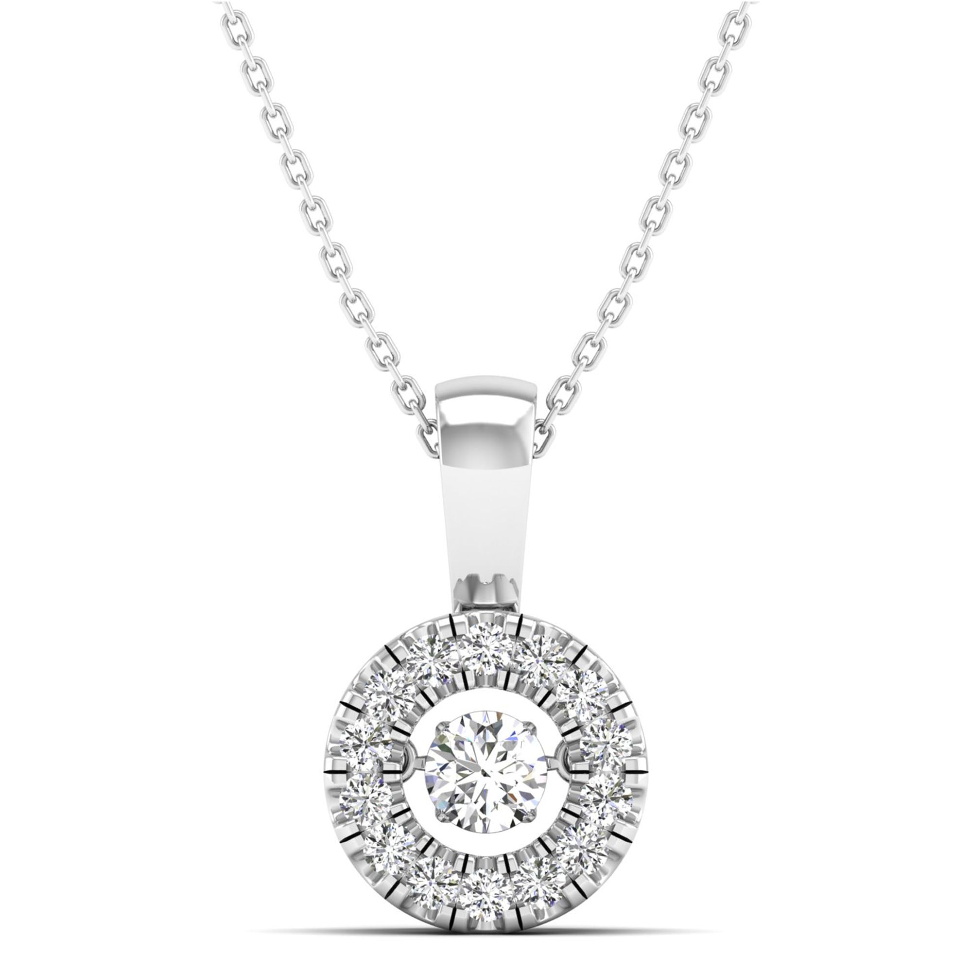 Halo Solitaire Dancing Diamond Pendant