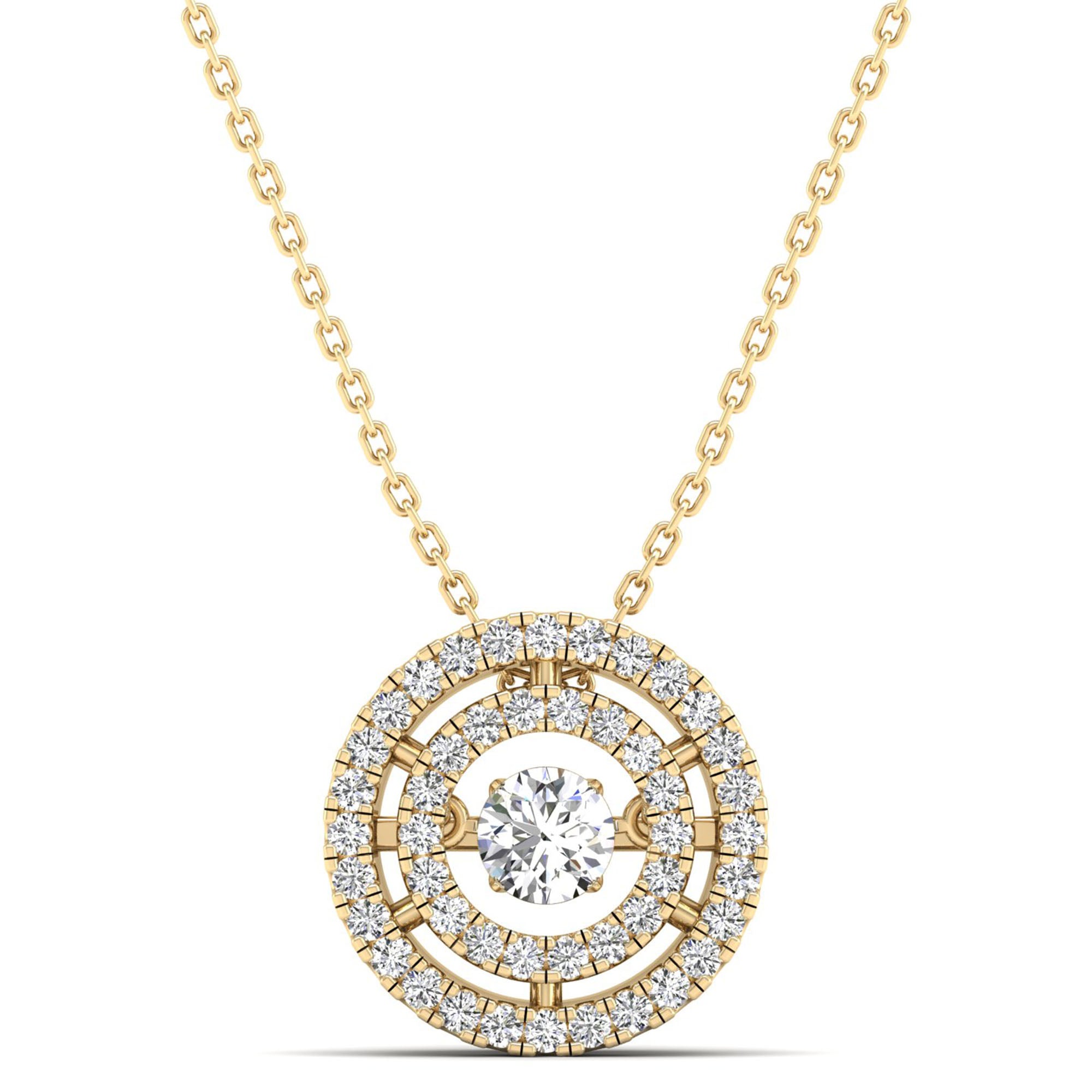 Small Double Diamond Halo Dancing Pendant