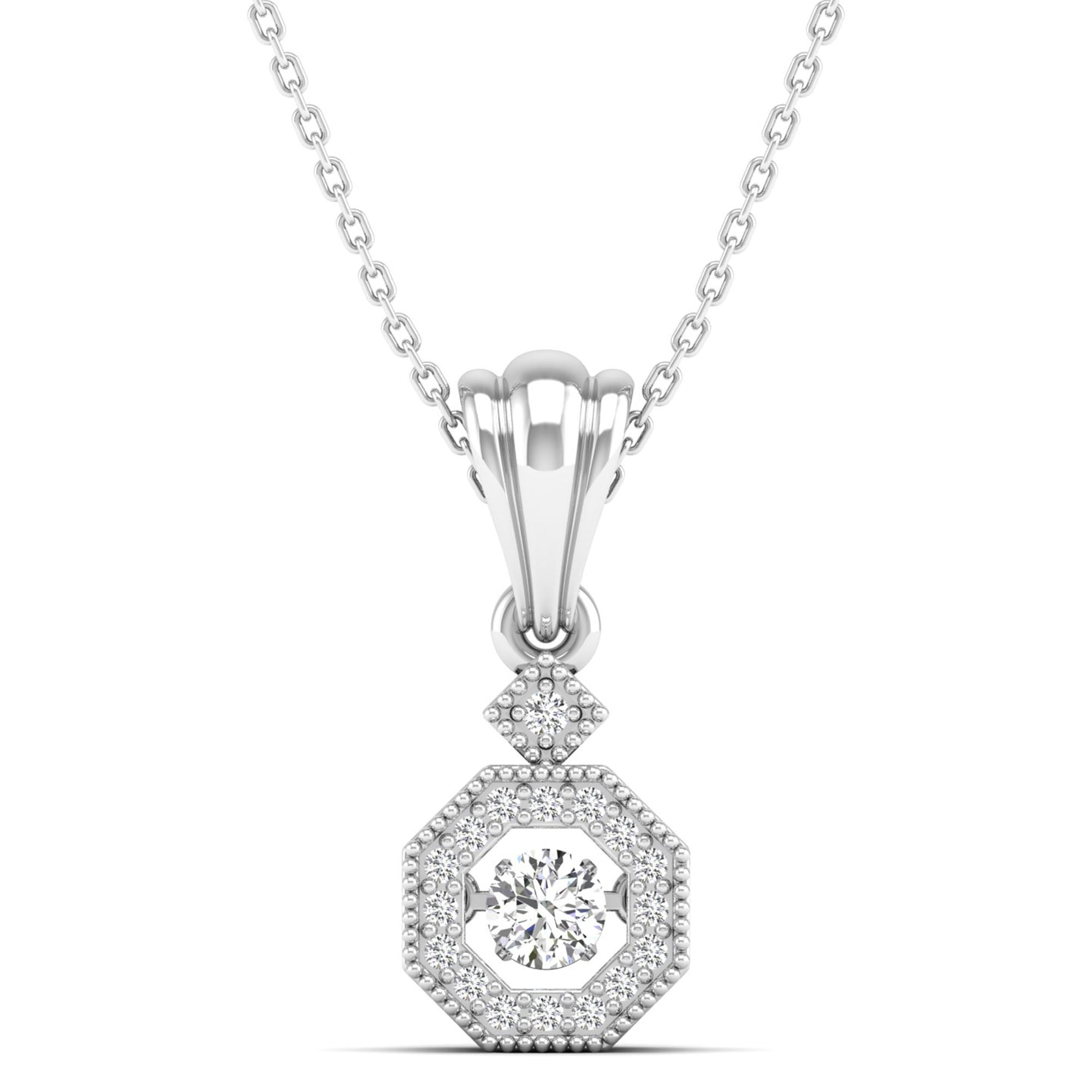 Hexagon Dancing Diamond Pendant
