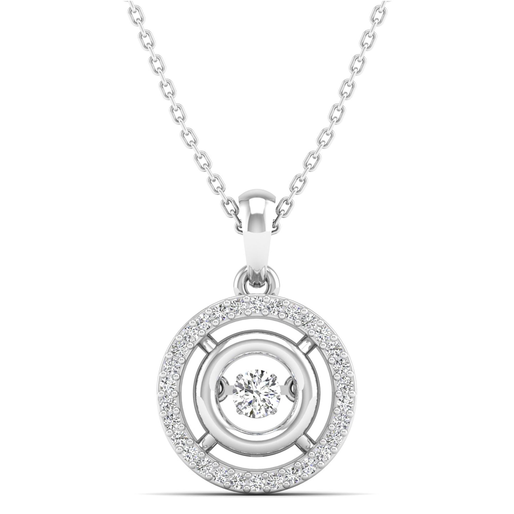 Double Halo Dancing Diamond Pendant