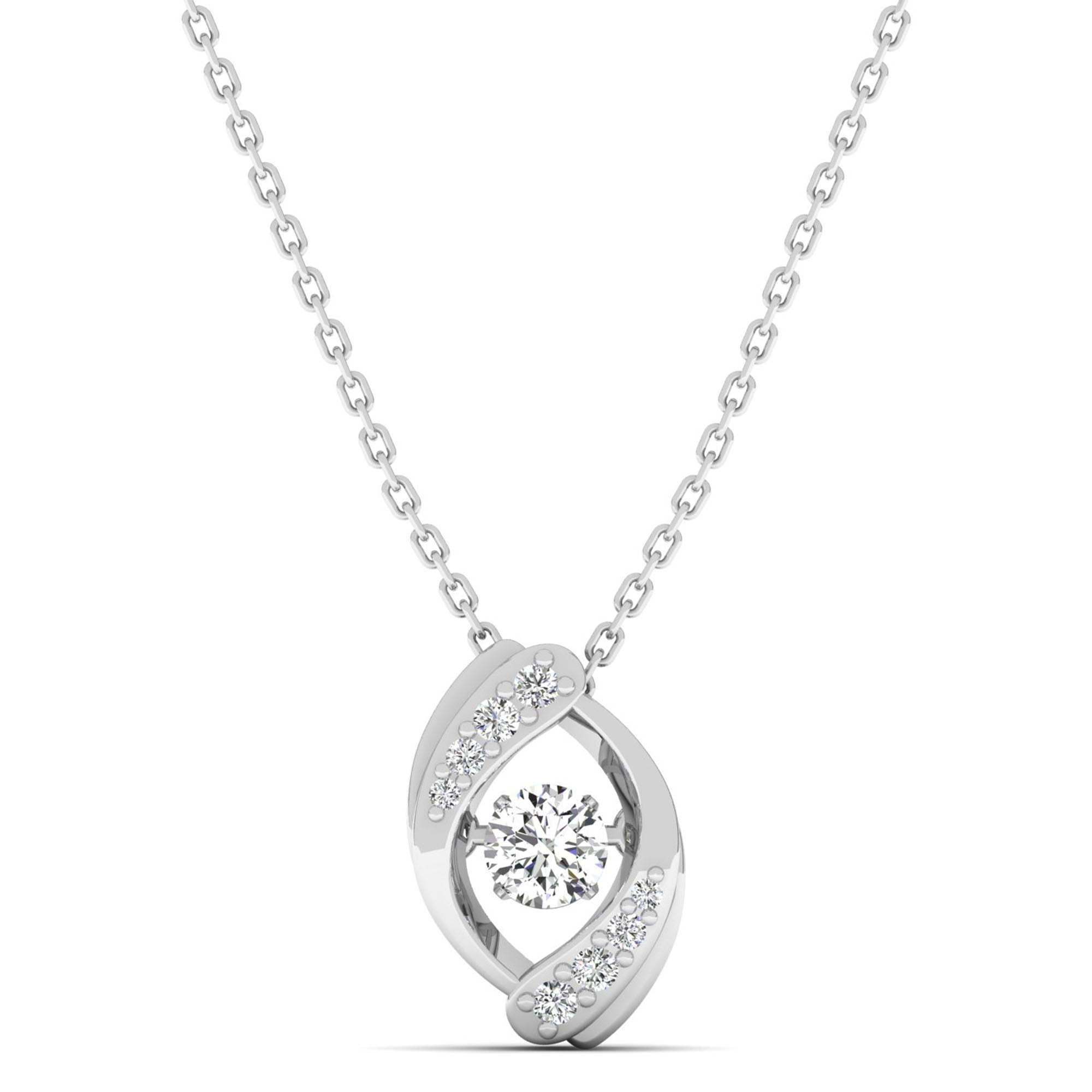 Open Marquise Solitiare Dancing Diamond Pendant