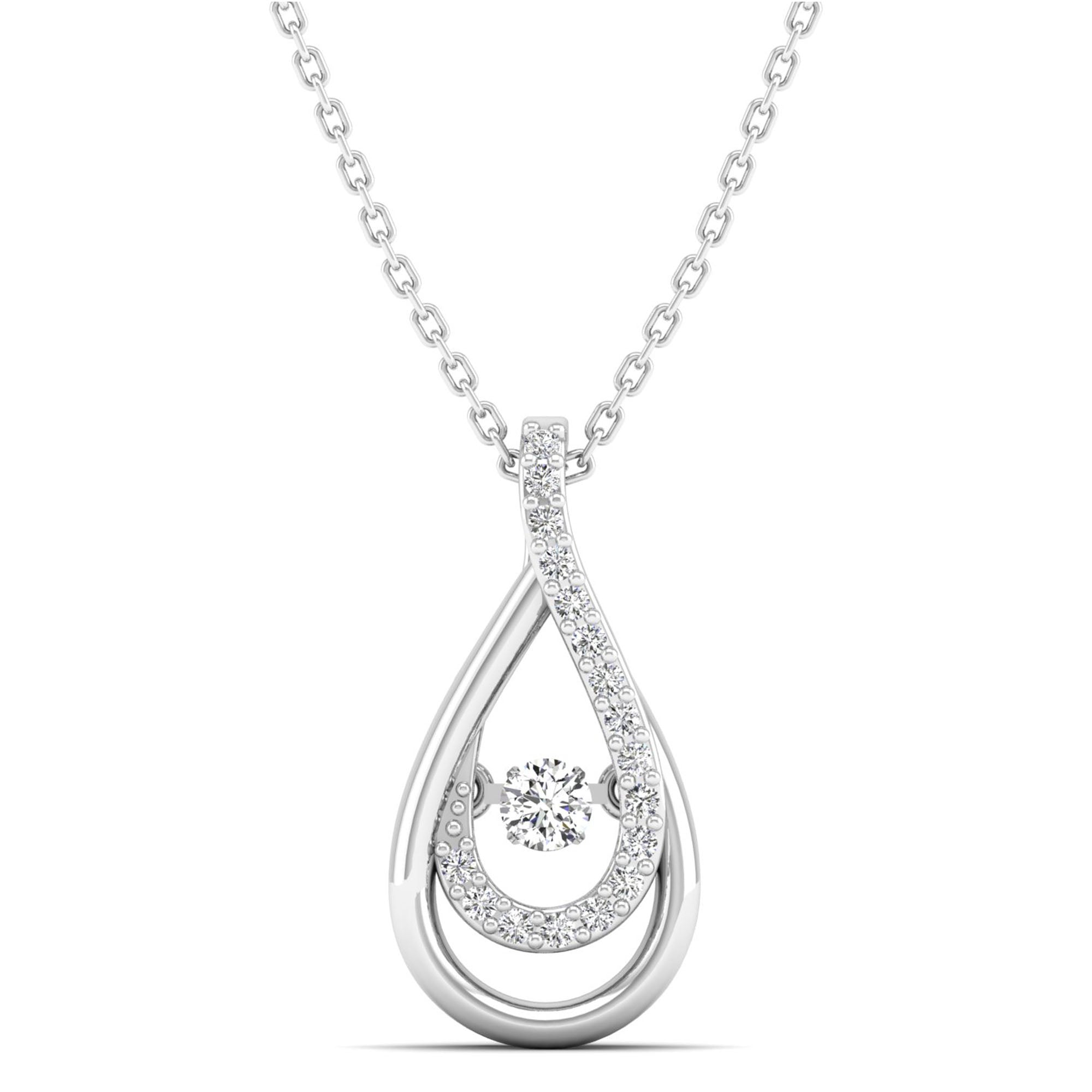Double Tear Drop Dancing Diamond Pendant