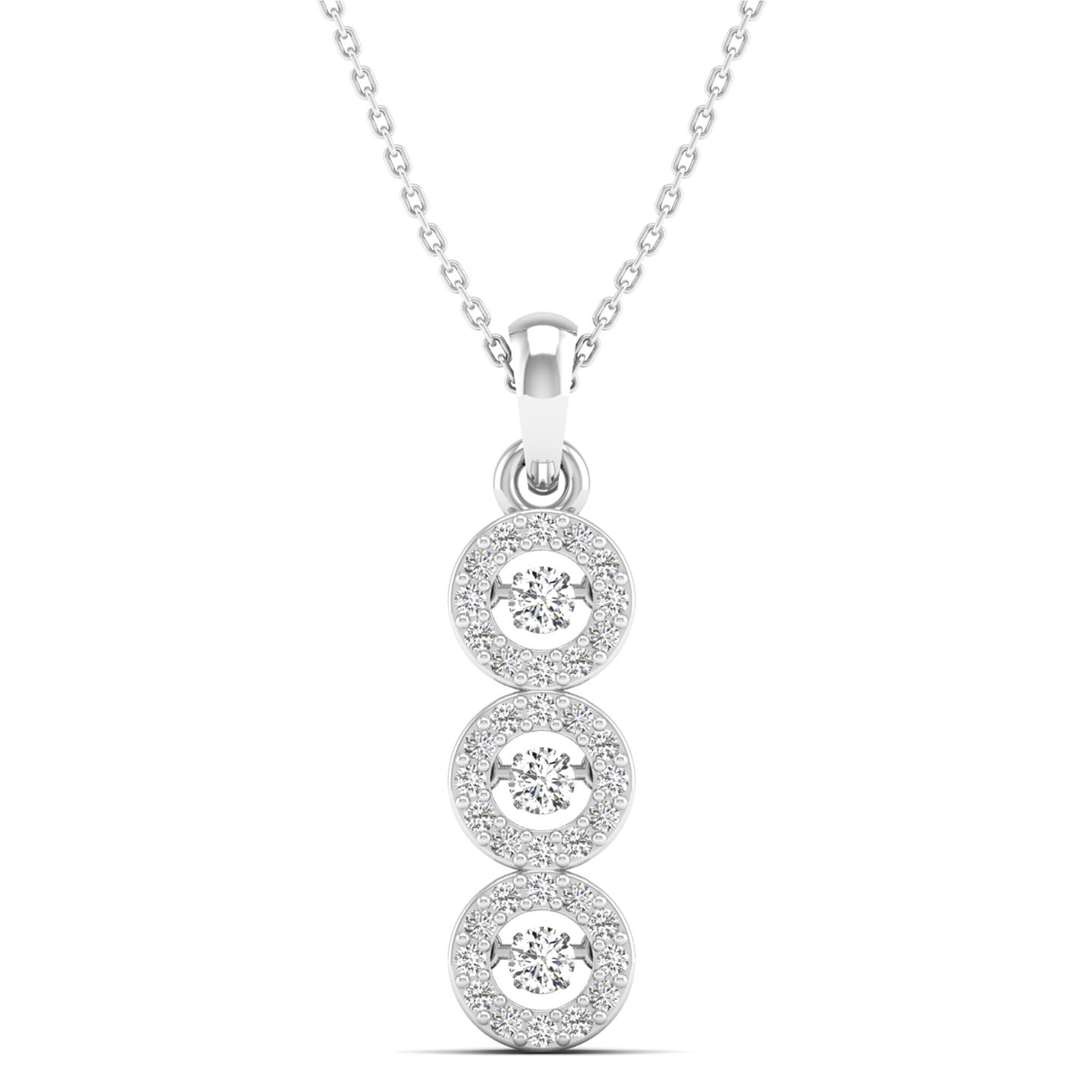 Small Triple Halo Dancing Diamond Pendant