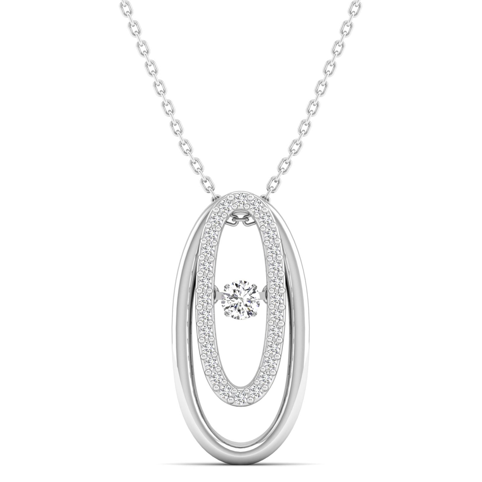 Double Oval Dancing Diamond Pendant