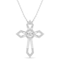 Pointed Edge Cross Dancing Diamond Pendant
