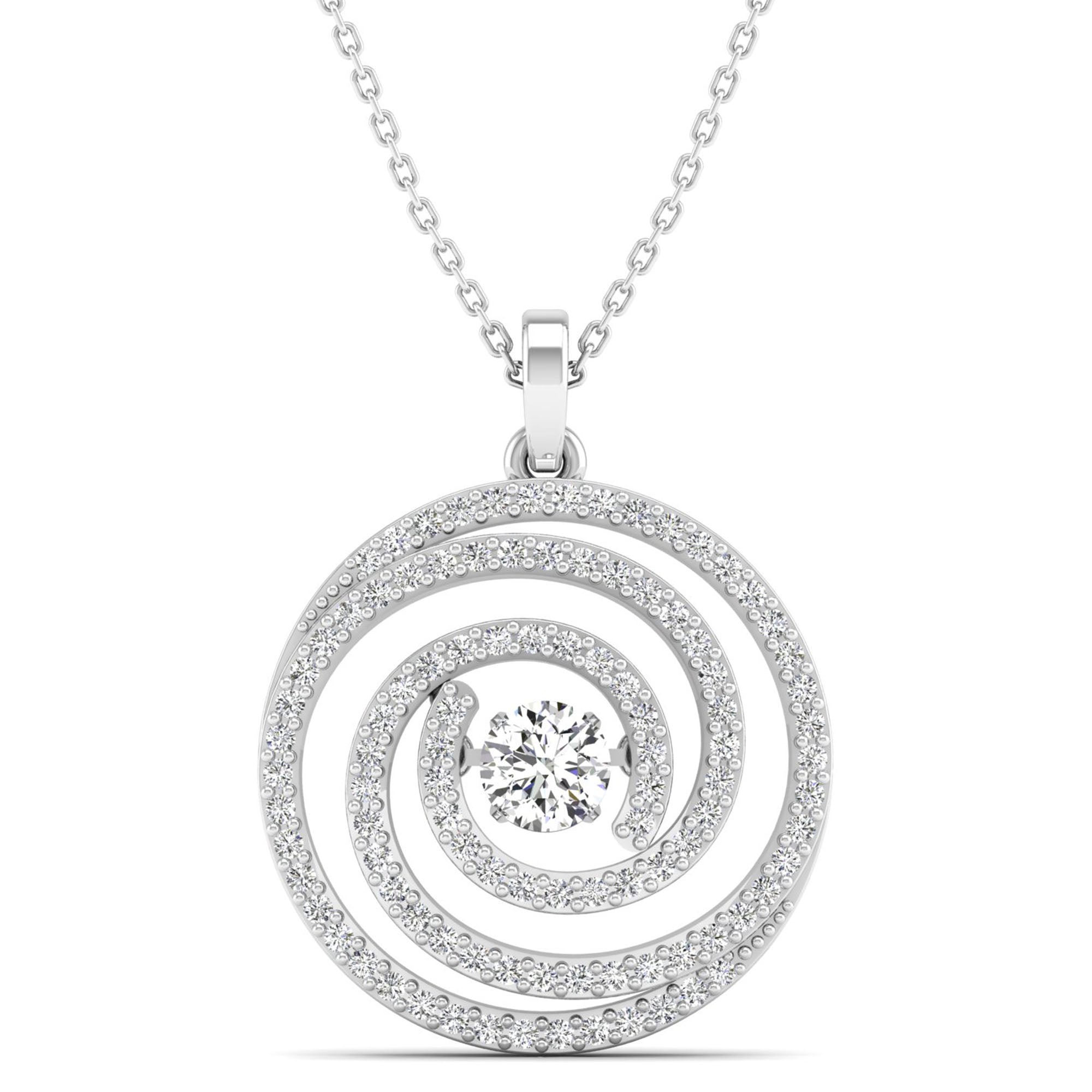 Geneve Swirl Dancing Diamond Pendant