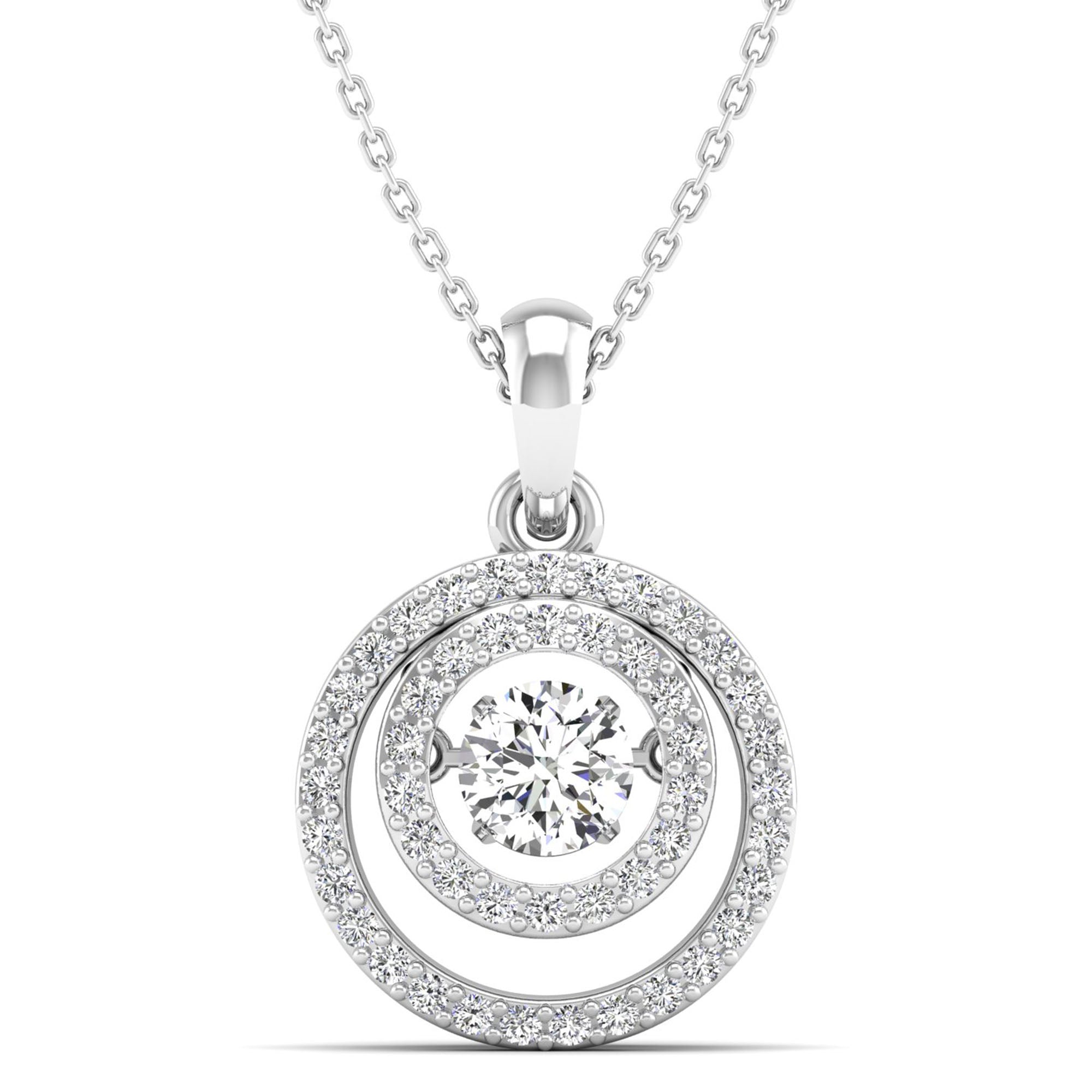 Erica Circle Halo Dancing Diamond Pendant