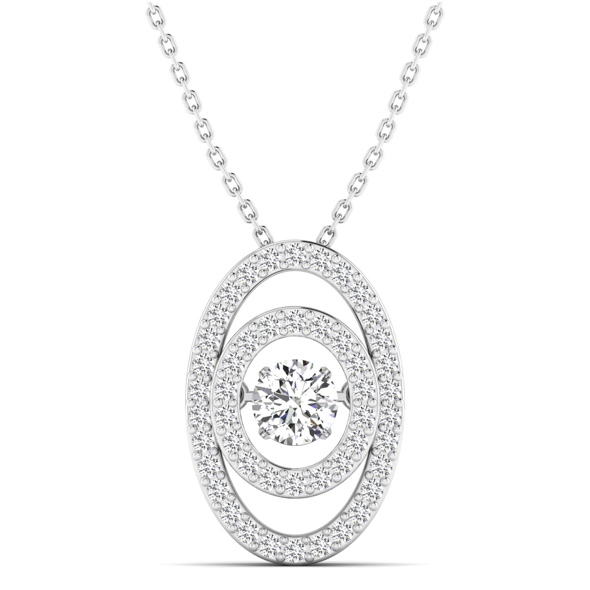 Nested Oval Dancing Diamond Pendant