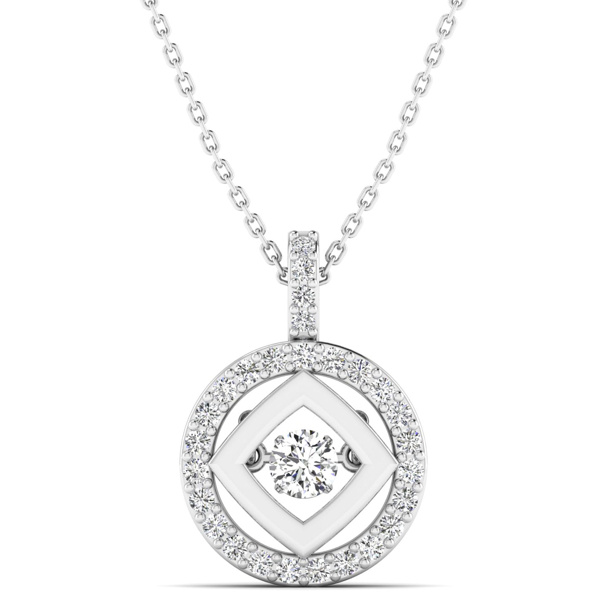 Nested Square and Circle Dancing Diamond Pendant