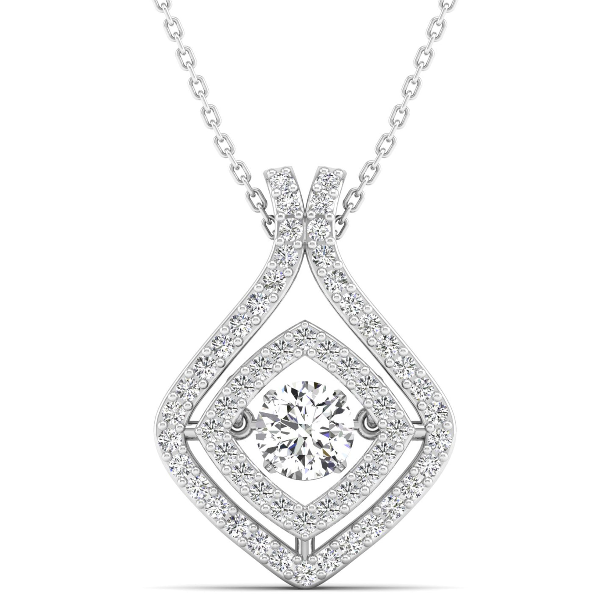 Square Double Dancing Diamond Pendant