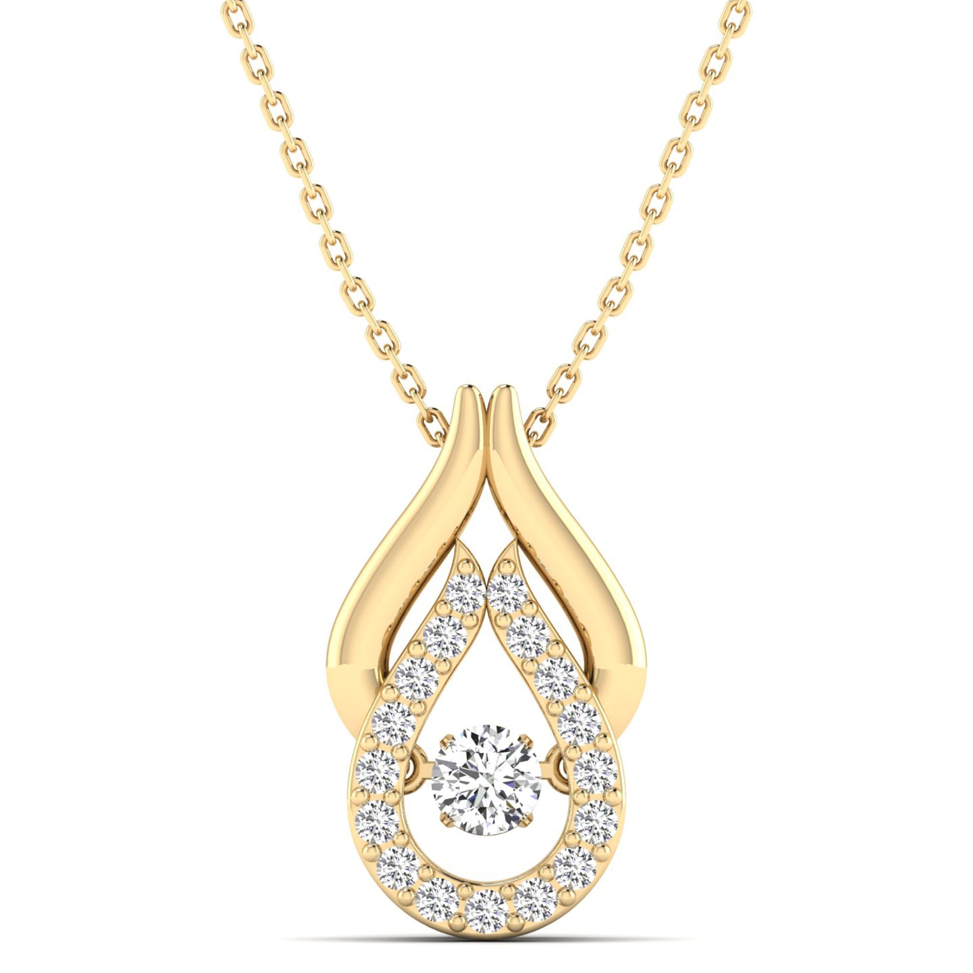 Double Wishbone Dancing Diamond Pendant