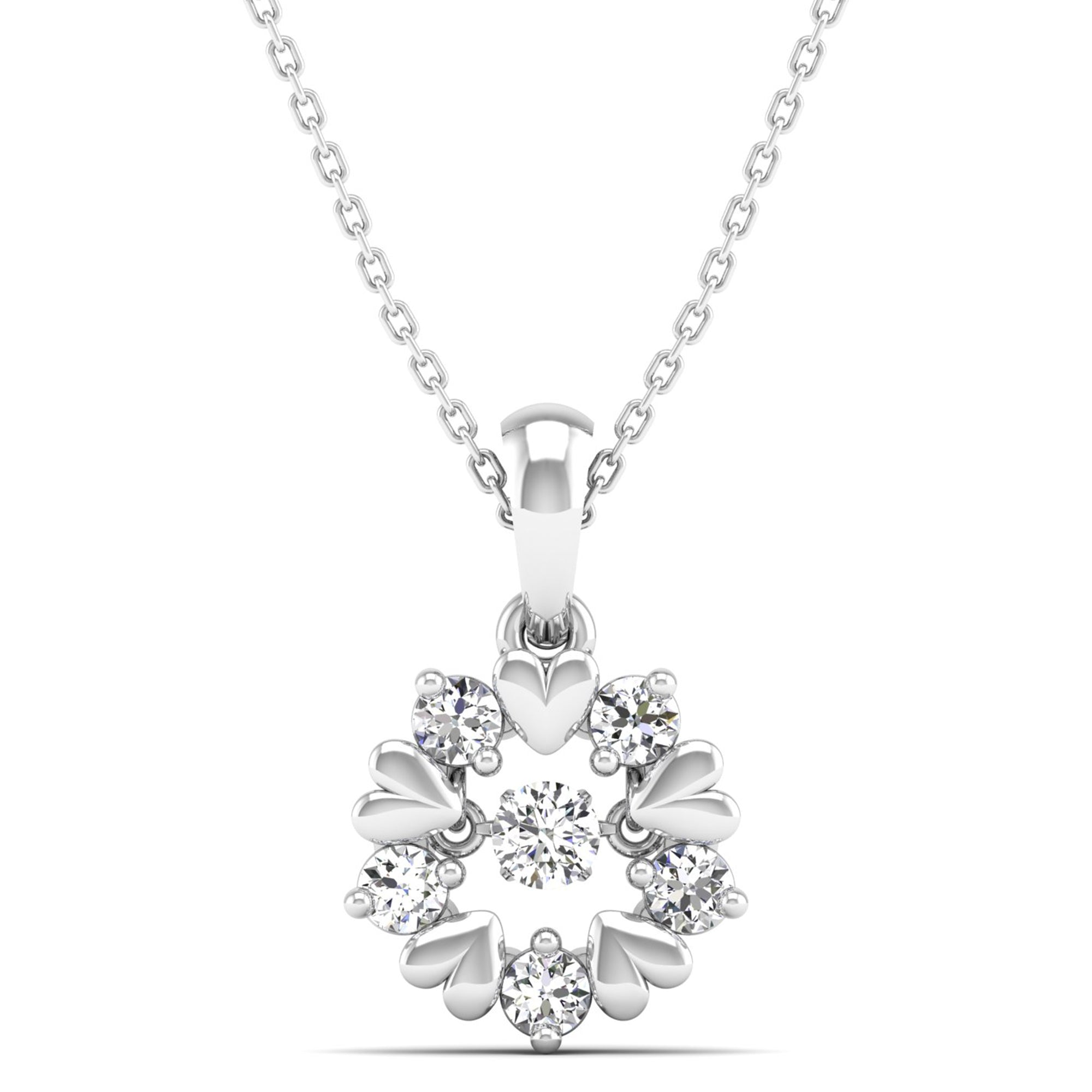 Diamond & Heart Halo Dancing Pendant
