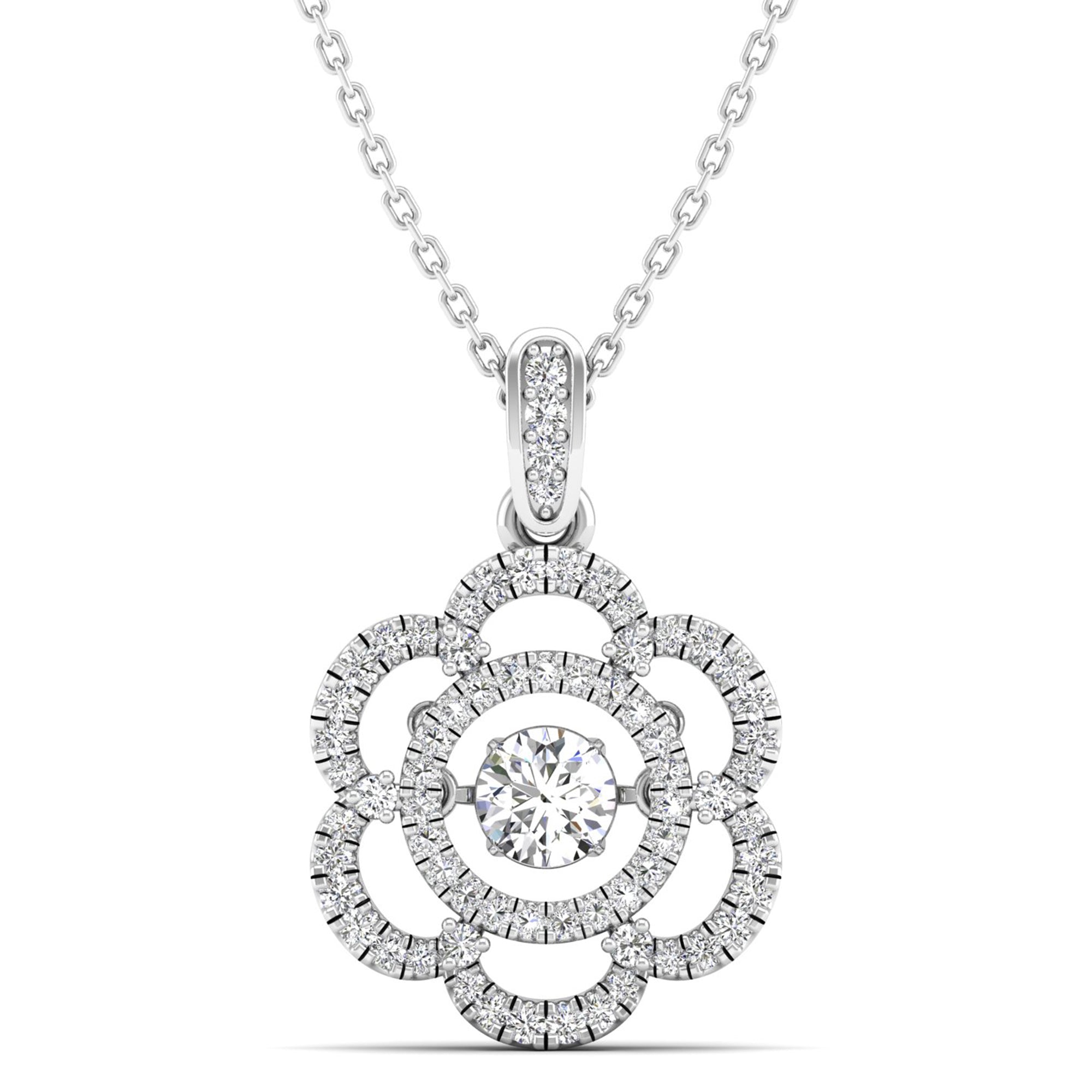 Floral Infinity Dancing Diamond Pendant