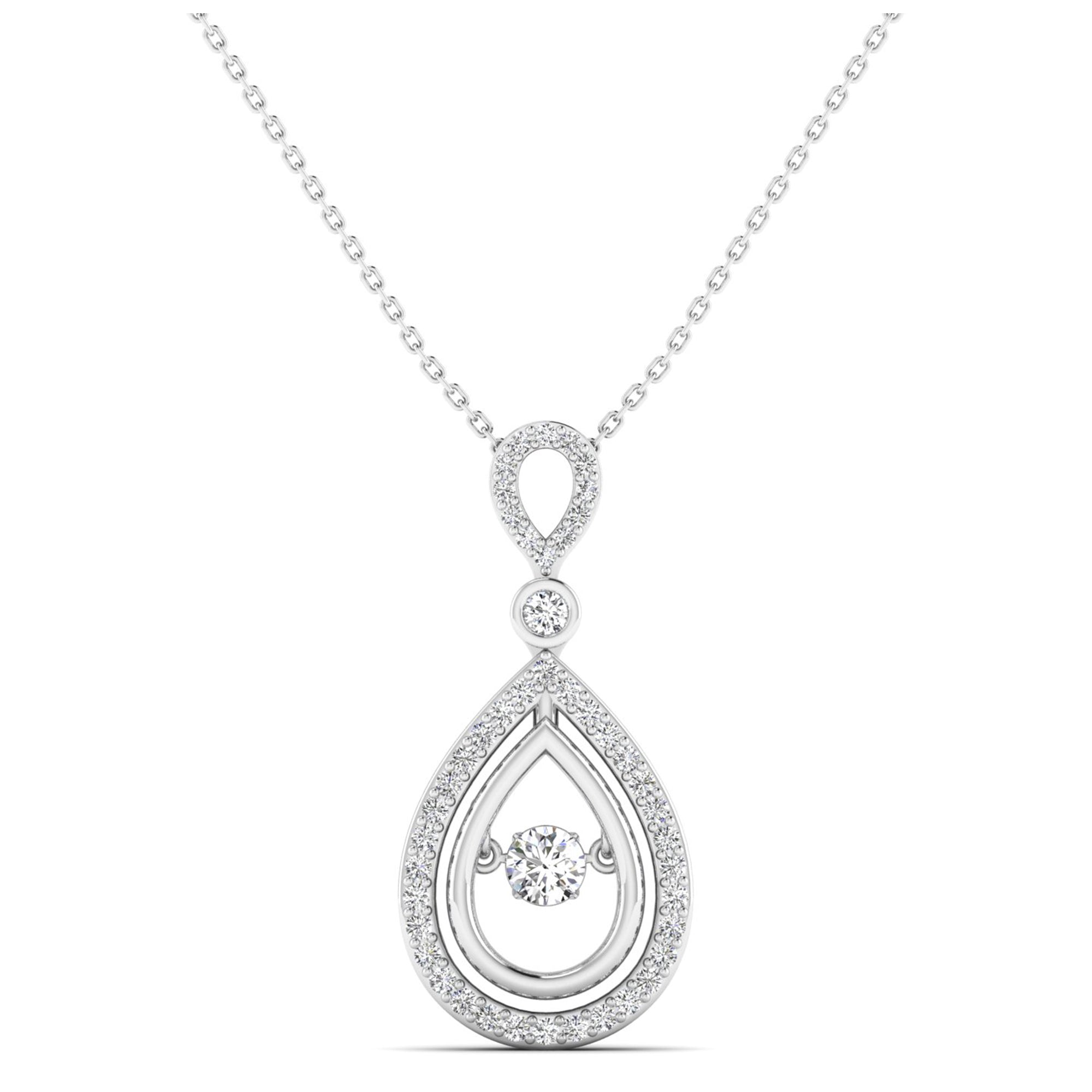 Pear Teardrop Dancing Diamond Pendant